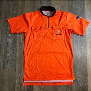 Smitty Umpire Referee Shirt Mens M Orange AHSAA Performance Mesh Quarter Zip